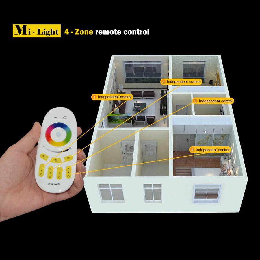 DC12/24V Max 24A 6A4CH, Smartphone or Tablet WiFi Compatible RGB+White Multi Zone 2.4GHz Controller With WIFI Hub For RGBW LED Light Strips DC12/24V Max 24A 6A4CH, Smartphone or Tablet WiFi Compatible RGB+White Multi Zone 2.4GHz Controller With WIFI Hub For RGBW LED Light Strips